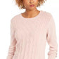 Charter Club Women's Petite Cable-Knit Button-Trim Sweater Pink Size Petite