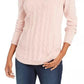 Charter Club Women's Petite Cable-Knit Button-Trim Sweater Pink Size Petite