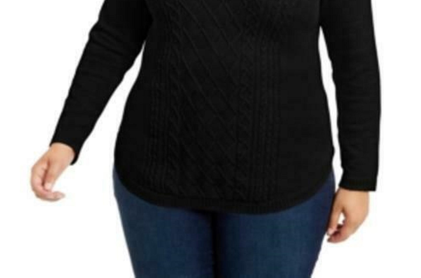 Charter Club Women's Plus Size Cable-Knit Sweater Black Size 1X