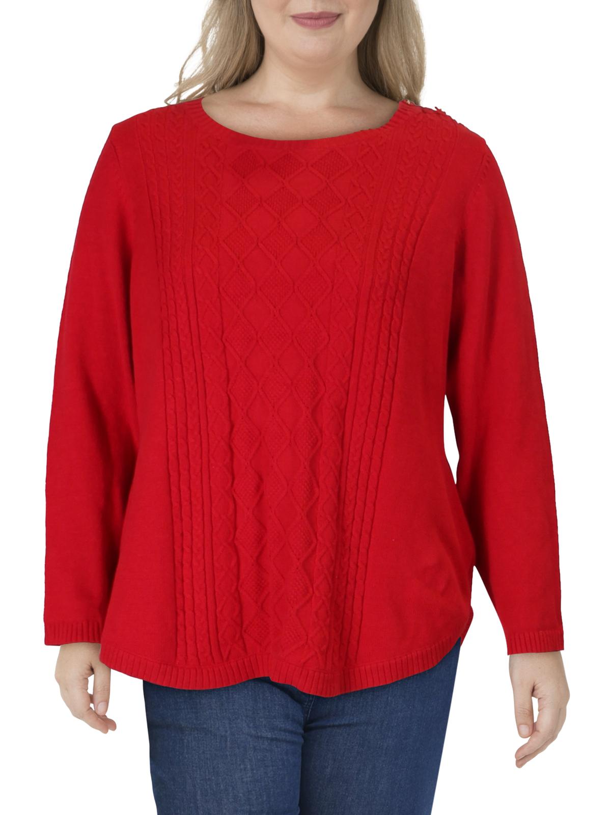 Charter Club Women's Plus Size Cable-Knit Sweater Red Size 2X
