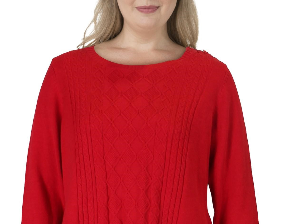 Charter Club Women's Plus Size Cable-Knit Sweater Red Size 2X