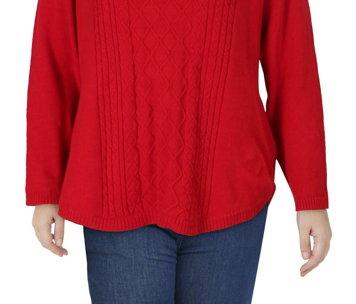 Charter Club Women's Plus Size Cable-Knit Sweater Red Size 2X
