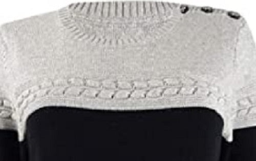 Charter Club Women's Metallic Colorblocked Crewneck Sweater Gray Size Large