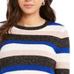 Charter Club Women's Striped Crewneck Sweater Black Size XX-Large