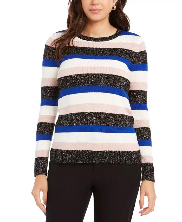 Charter Club Women's Striped Crewneck Sweater Blue Size X-Small