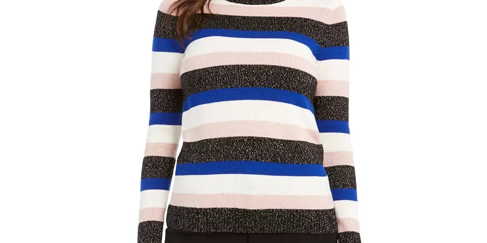 Charter Club Women's Striped Crewneck Sweater Blue Size X-Small