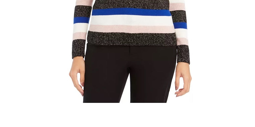 Charter Club Women's Striped Crewneck Sweater Blue Size X-Small