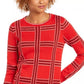 Charter Club Women's Printed Crewneck Sweater Red Size Small