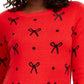 Charter Club Women's Bow Print Sweater Red Size Petite Small