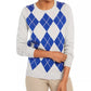 Charter Club Women's Argyle Crewneck Sweater Gray Size Medium