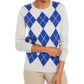 Charter Club Women's Argyle Crewneck Sweater Grey Size X-Large