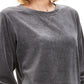 Karen Scott Women's Sport Velour Sweatshirt  Charcoal Size X-Small