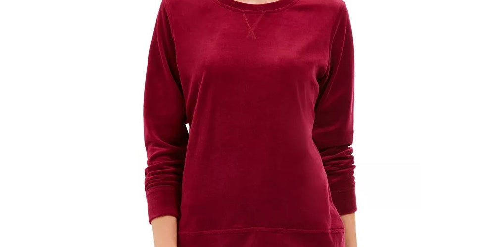 Karen Scott Women's Sport Velour Sweatshirt Purple Size Small