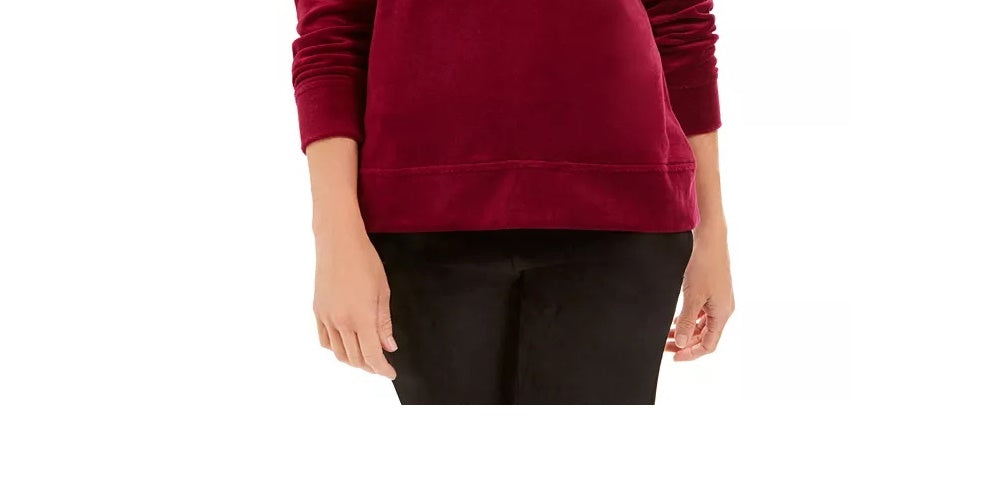 Karen Scott Women's Sport Velour Sweatshirt Purple Size Small