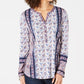 Style & Co Women's Patchwork-Print Top Navy Size Extra Large