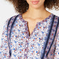 Style & Co Women's Patchwork-Print Top Navy Size Extra Large
