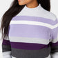 Karen Scott Women's Striped Mock-Neck Cotton Sweater Purple Size X-Large
