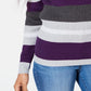 Karen Scott Women's Striped Mock-Neck Cotton Sweater Med Purple Size XX-Large