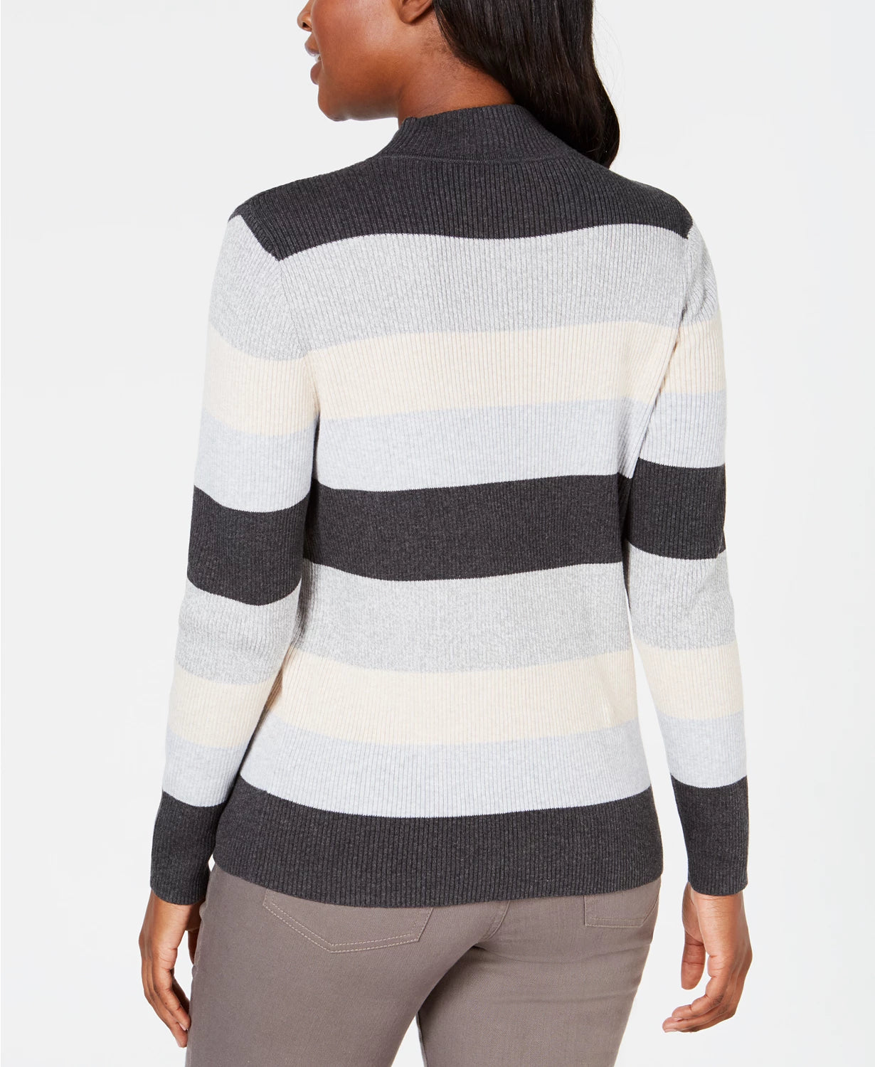 Karen Scott Women's Ribbed Mock-Neck Cotton Sweater Bright Blue Size Medium