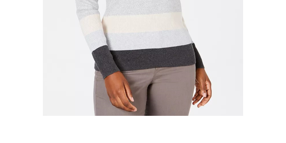 Karen Scott Women's Ribbed Mock-Neck Cotton Sweater Bright Blue Size Medium