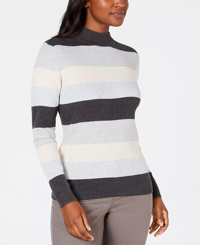 Karen Scott Women's Ribbed Mock-Neck Cotton Sweater Bright Blue Size XX-Large