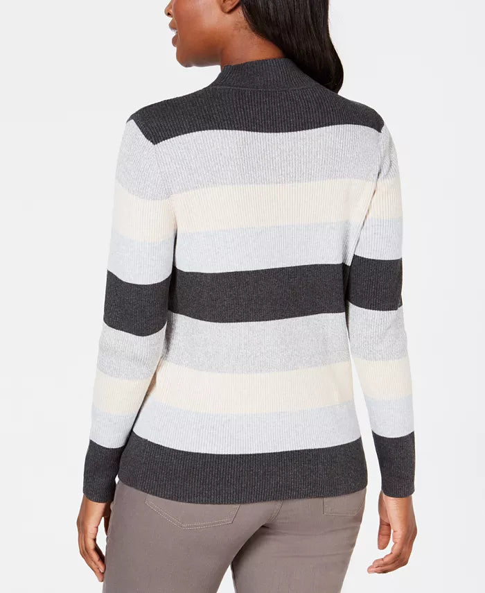 Karen Scott Women's Ribbed Mock-Neck Cotton Sweater Bright Blue Size XX-Large