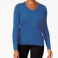 Karen Scott Women's Petite Cotton Ribbed Marled Sweater Navy Size Petite