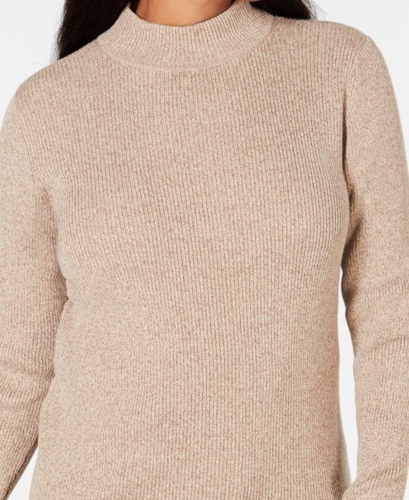 Karen Scott Women's Ribbed Knit Cotton Turtleneck  Brown Size 44