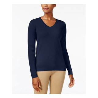 Karen Scott Women's Cotton V-Neck Sweater Navy Size X-Small