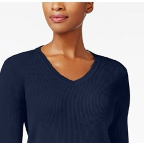 Karen Scott Women's Cotton V-Neck Sweater Navy Size X-Small