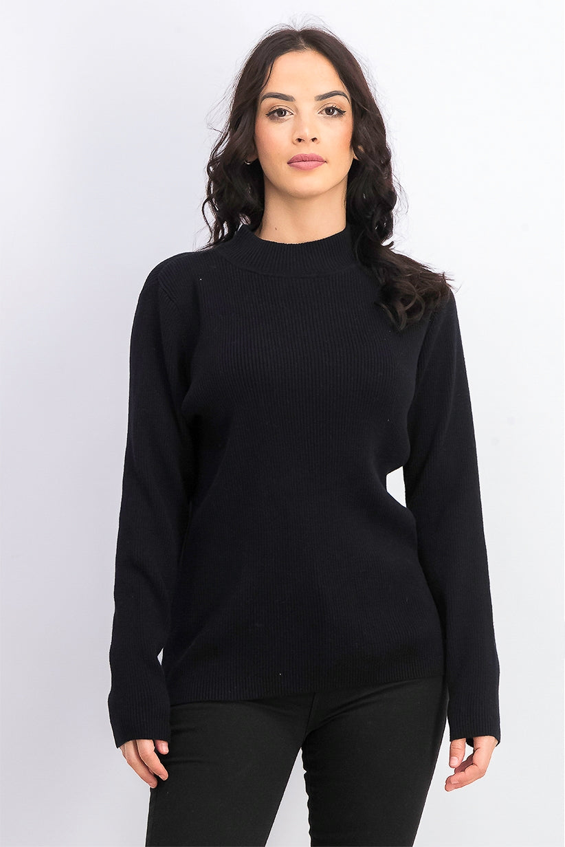 Karen Scott Women's Cotton Ribbed Turtleneck Top Black Size X-Large