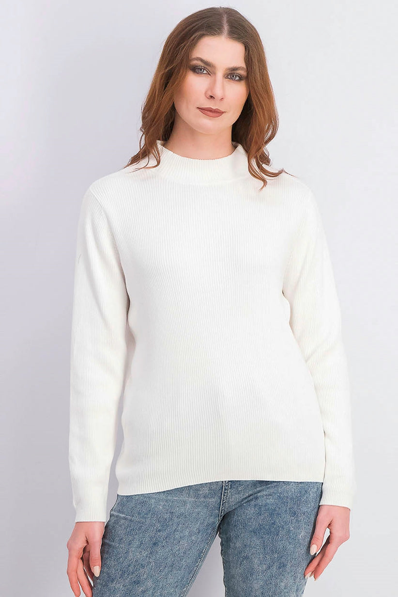 Karen Scott Women's Cotton Ribbed Turtleneck Top White Size Small