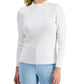 Karen Scott Women's Cotton Ribbed Mock Neck Sweater White Size Petite Medium