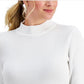 Karen Scott Women's Cotton Ribbed Mock Neck Sweater White Size Petite Medium