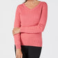 Karen Scott Women's Solid Cable Knit V Neck Sweater Pink Size X-Large