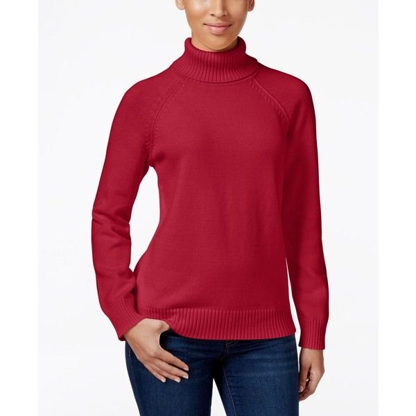 Karen Scott Women's Cotton Turtleneck Sweater Red Size Petite Small