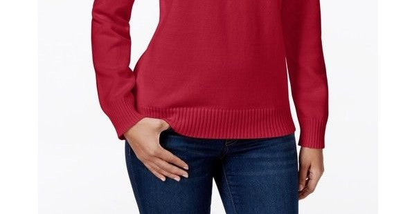 Karen Scott Women's Cotton Turtleneck Sweater Red Size Petite Small