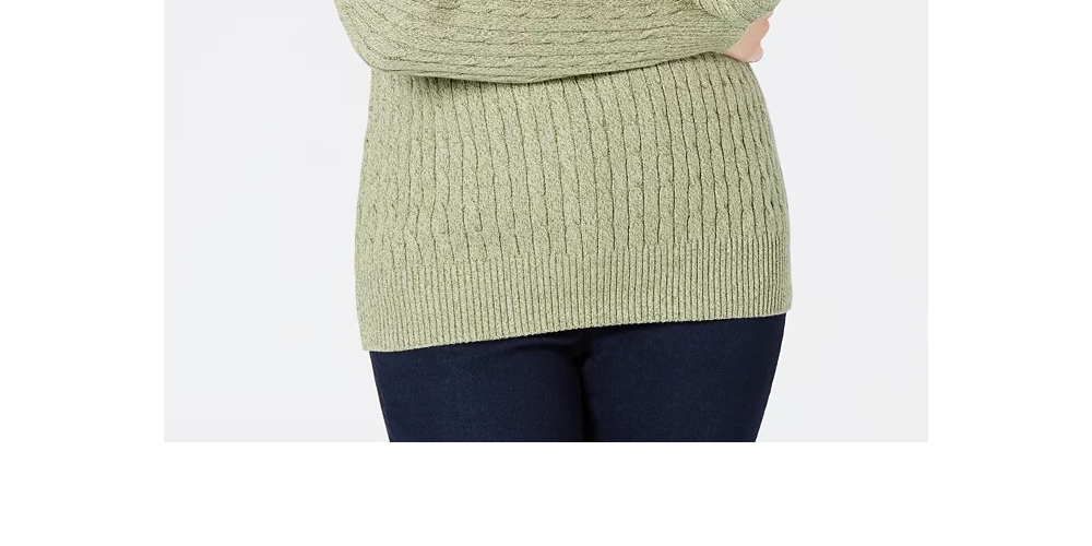 Karen Scott Women's Cotton V Neck Sweater Green Size Medium