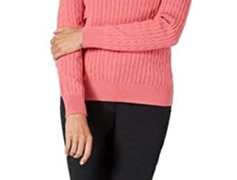 Karen Scott Women's Cotton V Neck Sweater Pink Size XX-Large