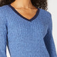 Karen Scott Women's Teresa Cotton Colorblocked Sweater Bright Blue Size XX-Large
