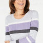 Karen Scott Women's Cotton Striped Sweater Purple Size XX Large