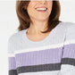 Karen Scott Women's Cotton Striped Cable Knit Sweater Purple Size Petite Small