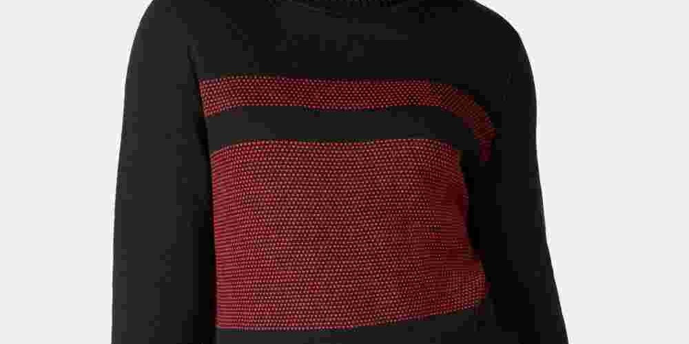 Karen Scott Women's Ribbed Color Block Long Sleeve Turtle Neck Sweater Red Size X-Small