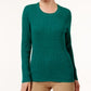 Karen Scott Women's Cotton Marled-Knit Sweater Dark Green Size Large