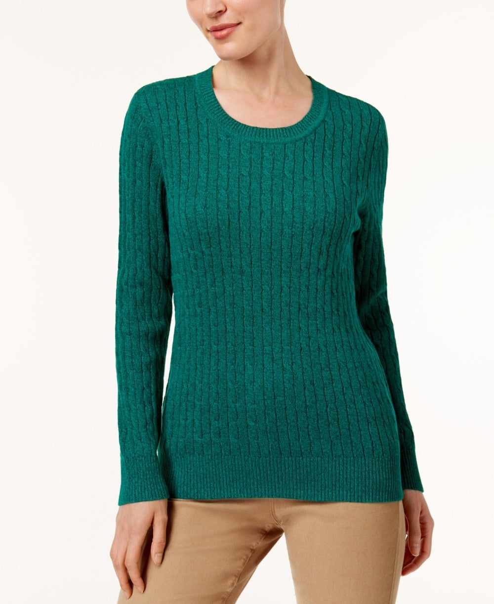 Karen Scott Women's Cotton Marled-Knit Sweater Dark Green Size X-Large