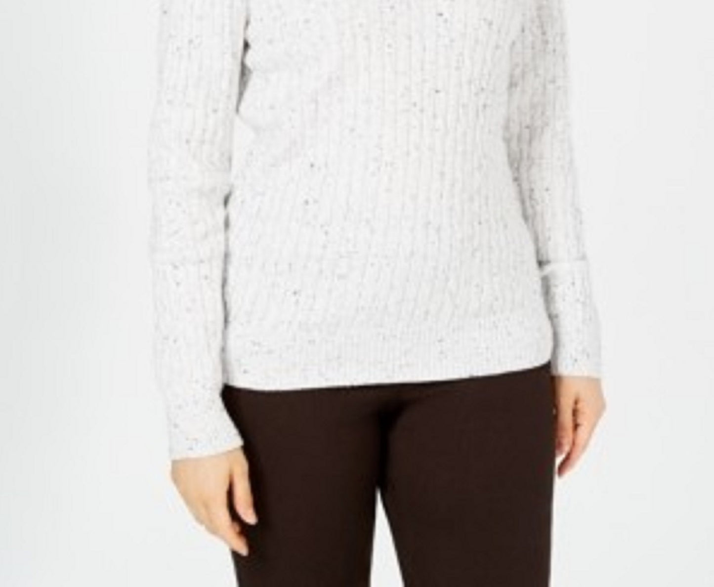 Karen Scott Women's Petite Cable-Knit V-Neck Sweater Natural Size Petite