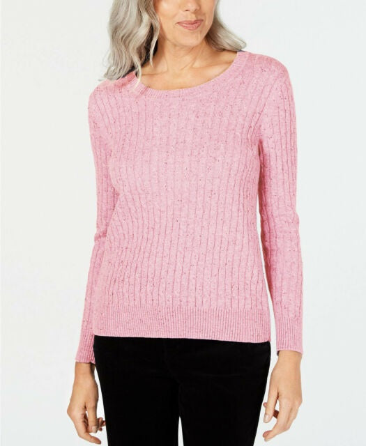 Karen Scott Women's Cable-Knit Sweater Pink Size X-Small