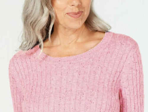 Karen Scott Women's Cable-Knit Sweater Pink Size X-Small