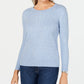 Karen Scott Women's Cable Knit Scoop Neck Sweater Blue Size Petite Small