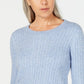 Karen Scott Women's Cable Knit Scoop Neck Sweater Blue Size Petite Small